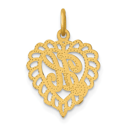 14k Heart Letter H Charm