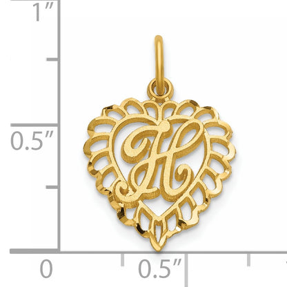 14k Heart Letter H Charm