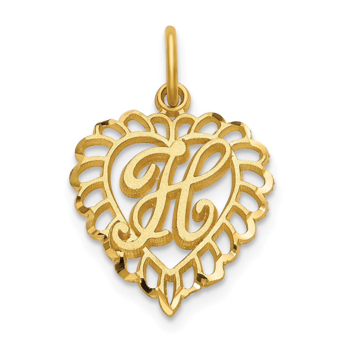 14k Heart Letter H Charm