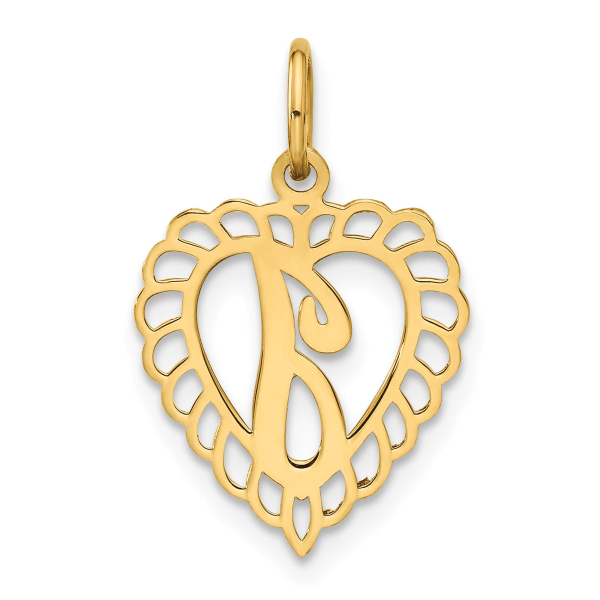 14k Heart Letter I Charm