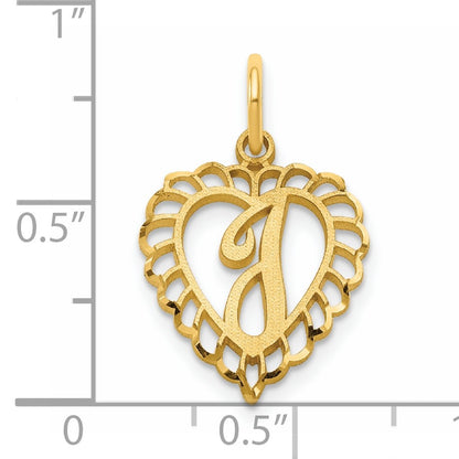 14k Heart Letter I Charm