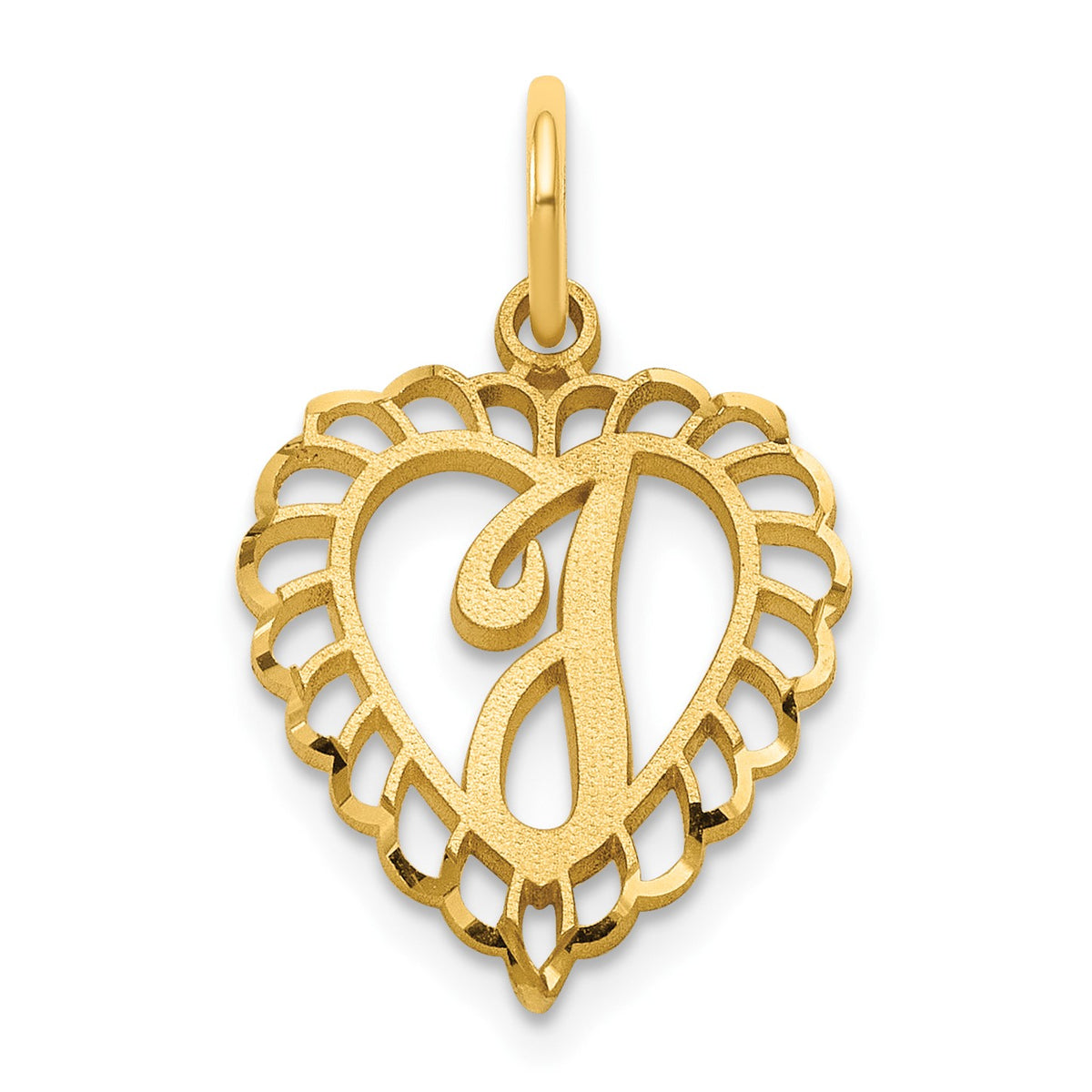 14k Heart Letter I Charm