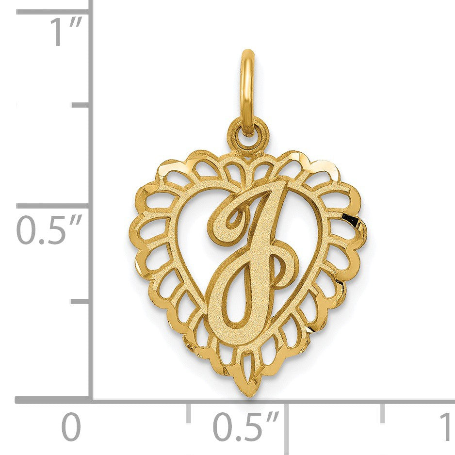 14k Heart Letter J Charm