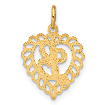 14k Heart Letter L Charm