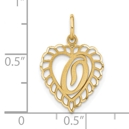 14k Heart Letter O Charm