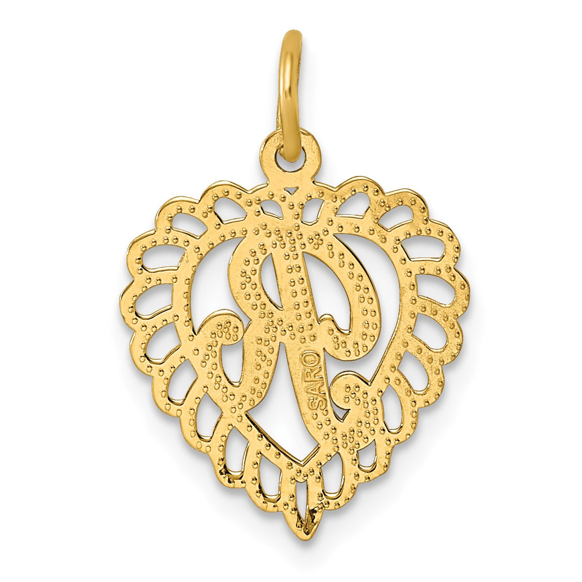 14k Heart Letter R Charm