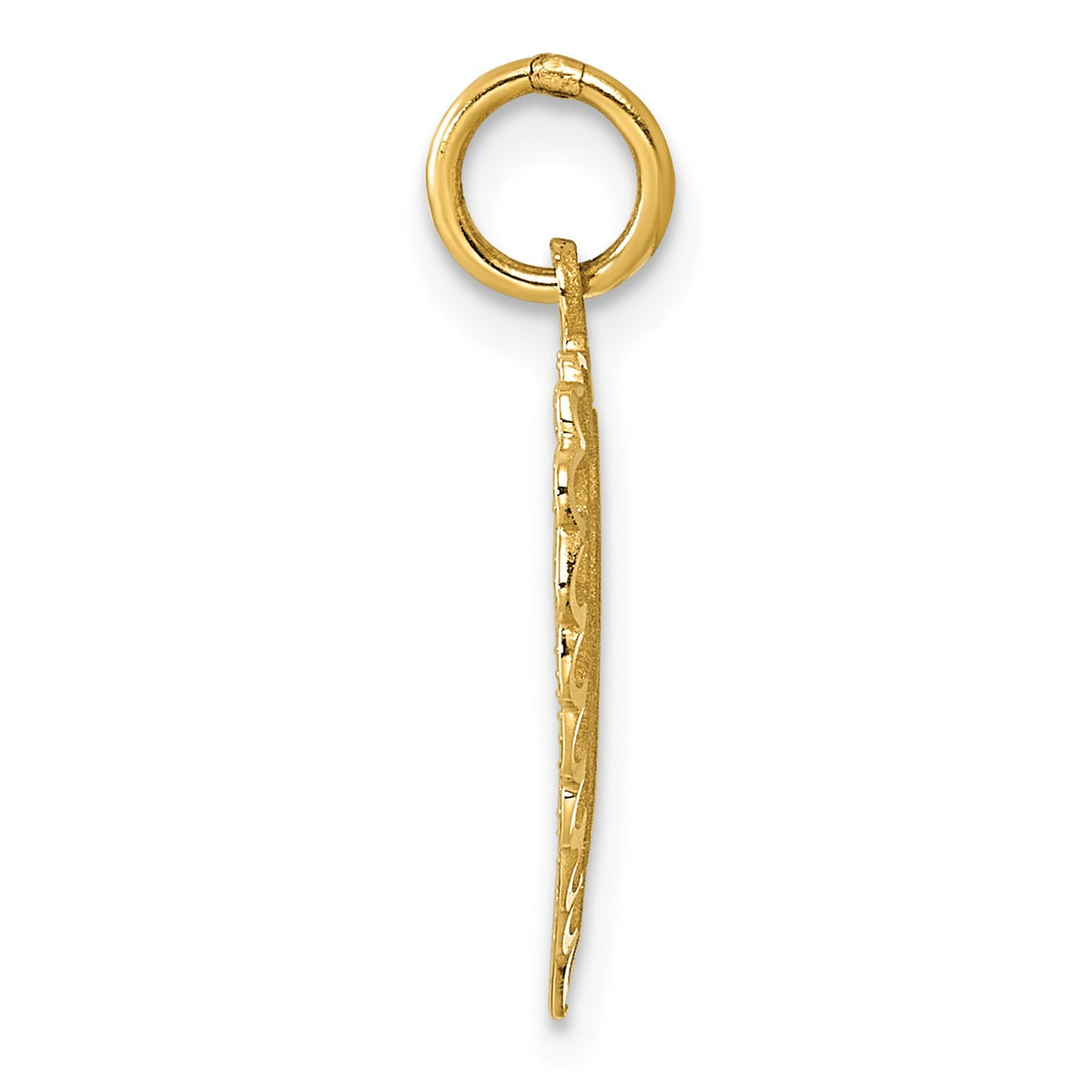 14k Heart Letter V Charm
