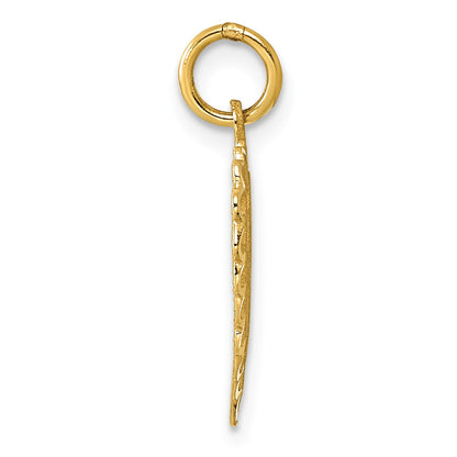 14k Heart Letter V Charm