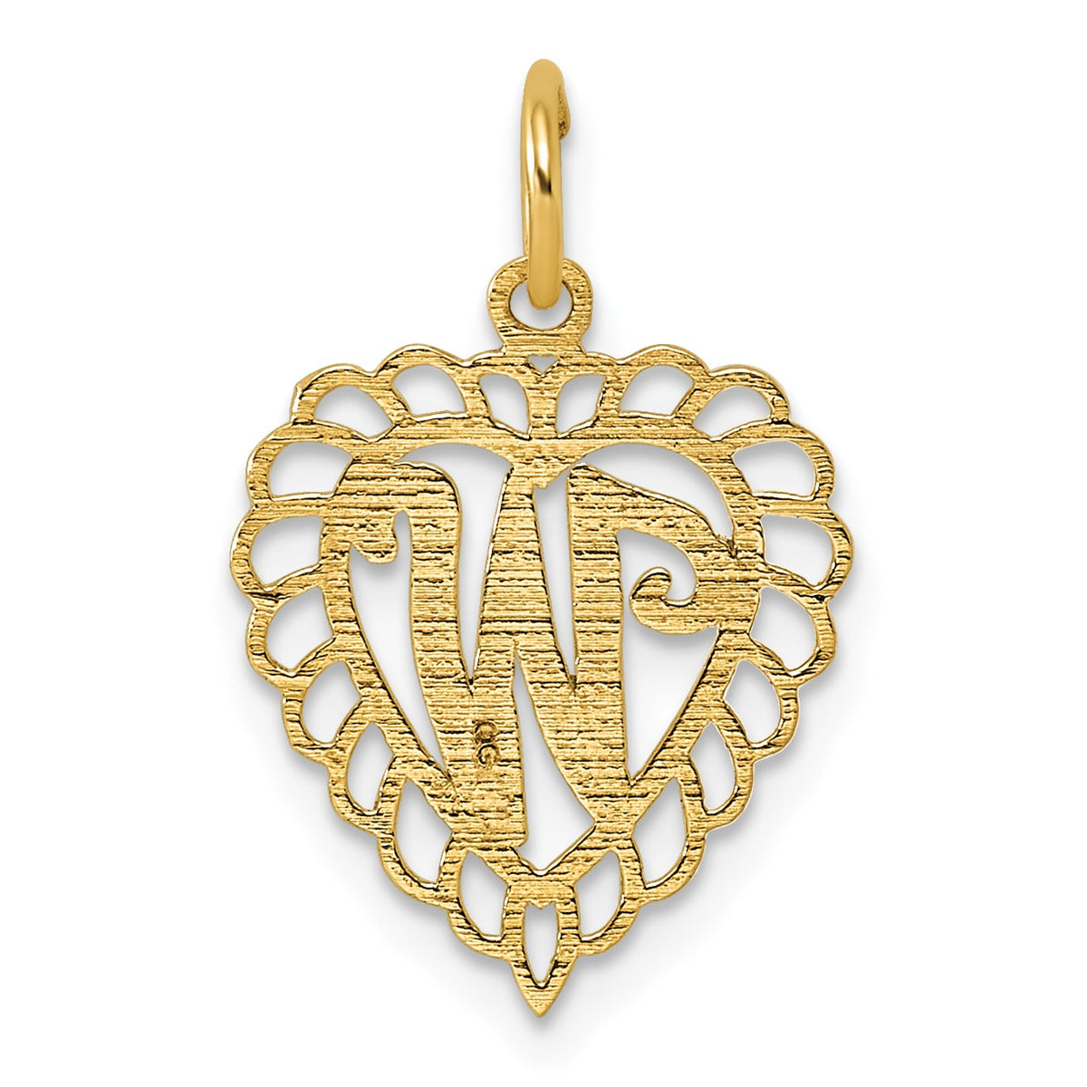 14k Heart Letter W Charm