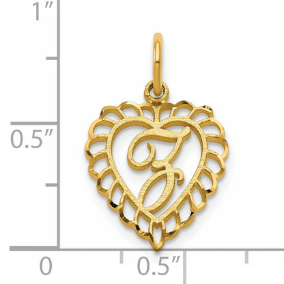14k Heart Letter Z Charm
