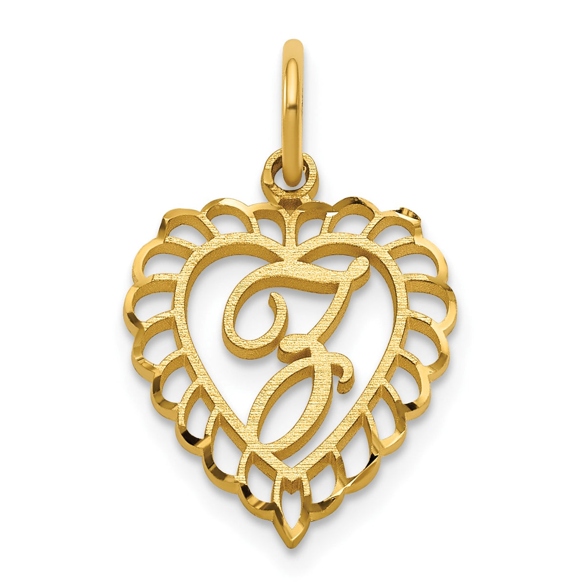 14k Heart Letter Z Charm