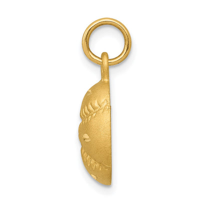 14k Satin Diamond-cut Baseball Charm