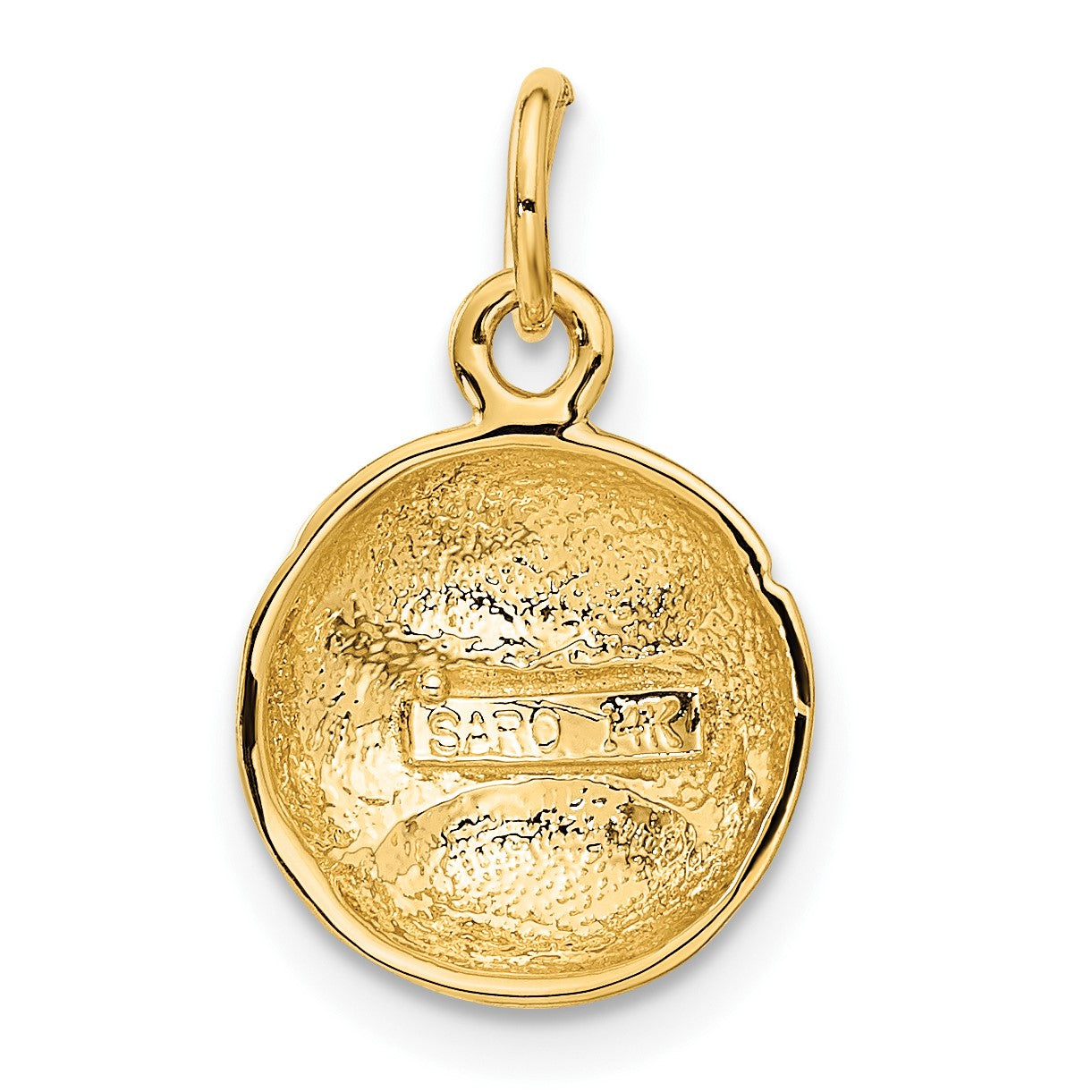 14k Satin Diamond-cut Baseball Charm