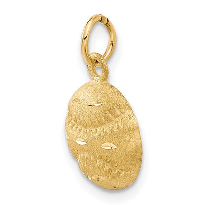 14k Satin Diamond-cut Baseball Charm