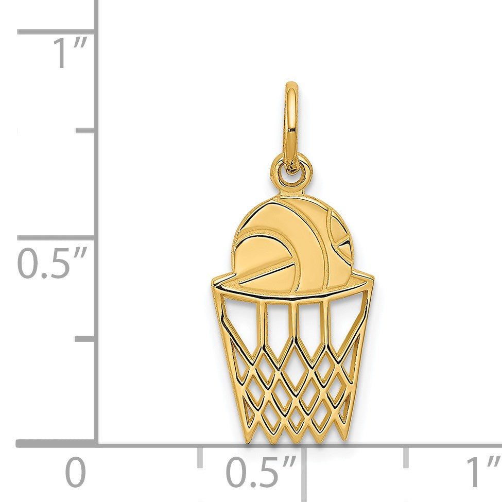 14k Basketball in Net Charm