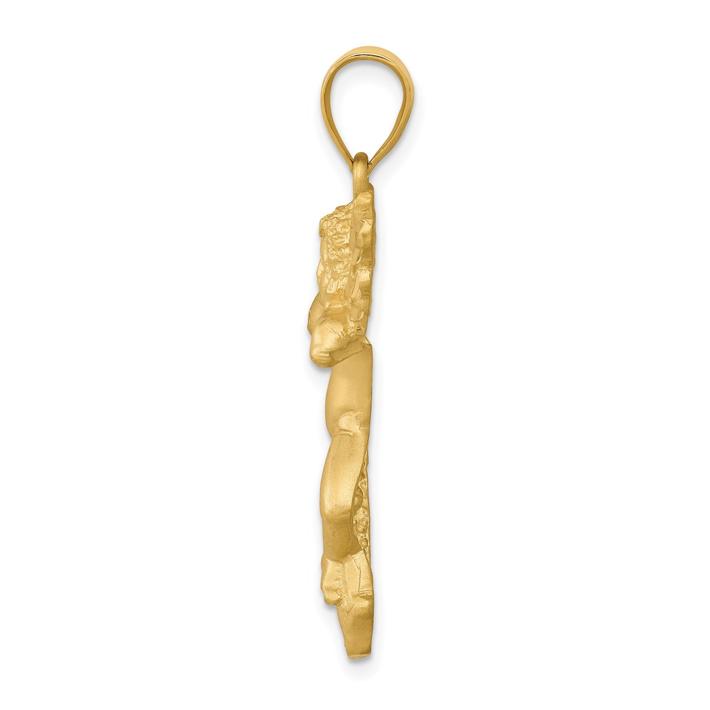 14K Satin Diamond-cut Angel Pendant