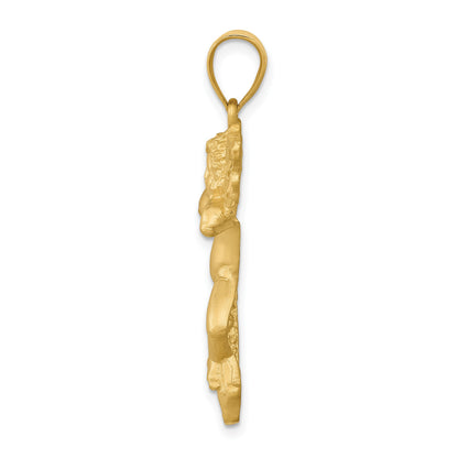 14K Satin Diamond-cut Angel Pendant