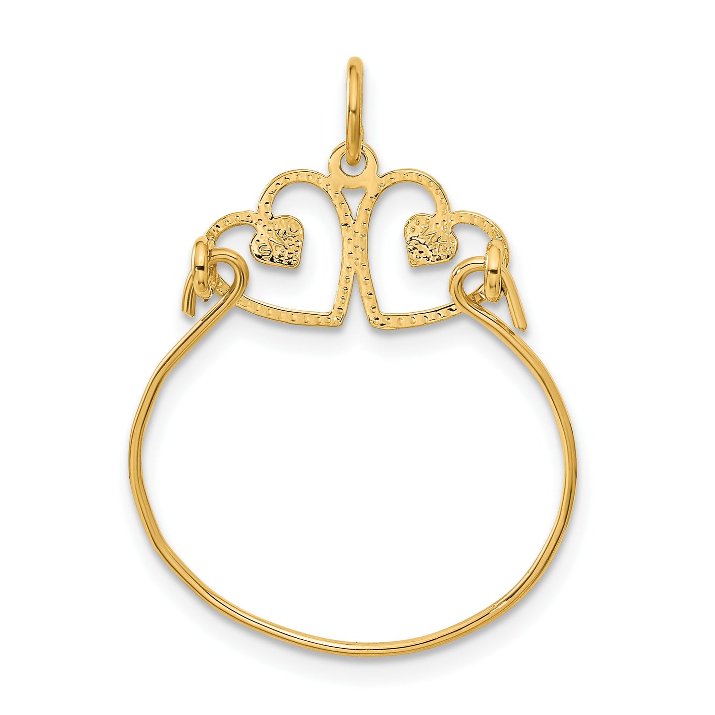 14k Diamond-cut Heart Charm Holder Pendant