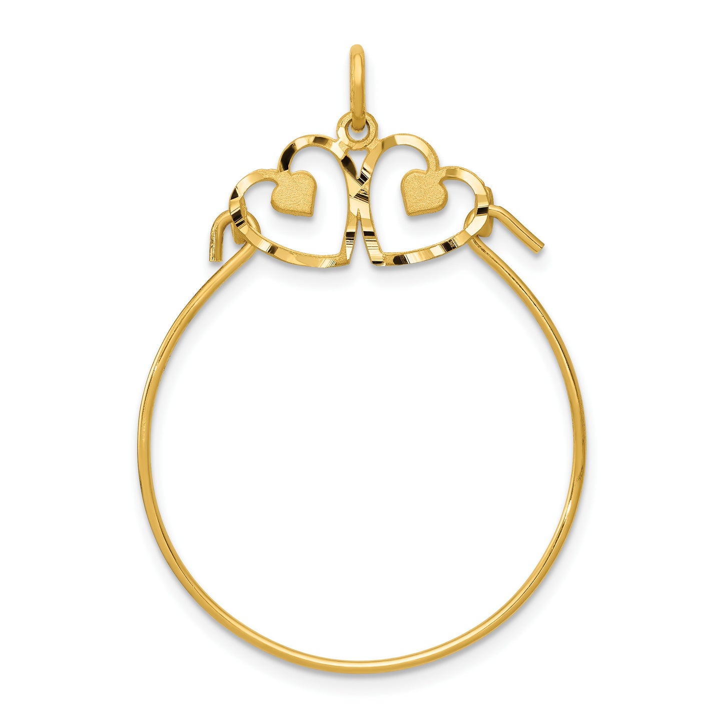 14k Diamond-cut Heart Charm Holder Pendant