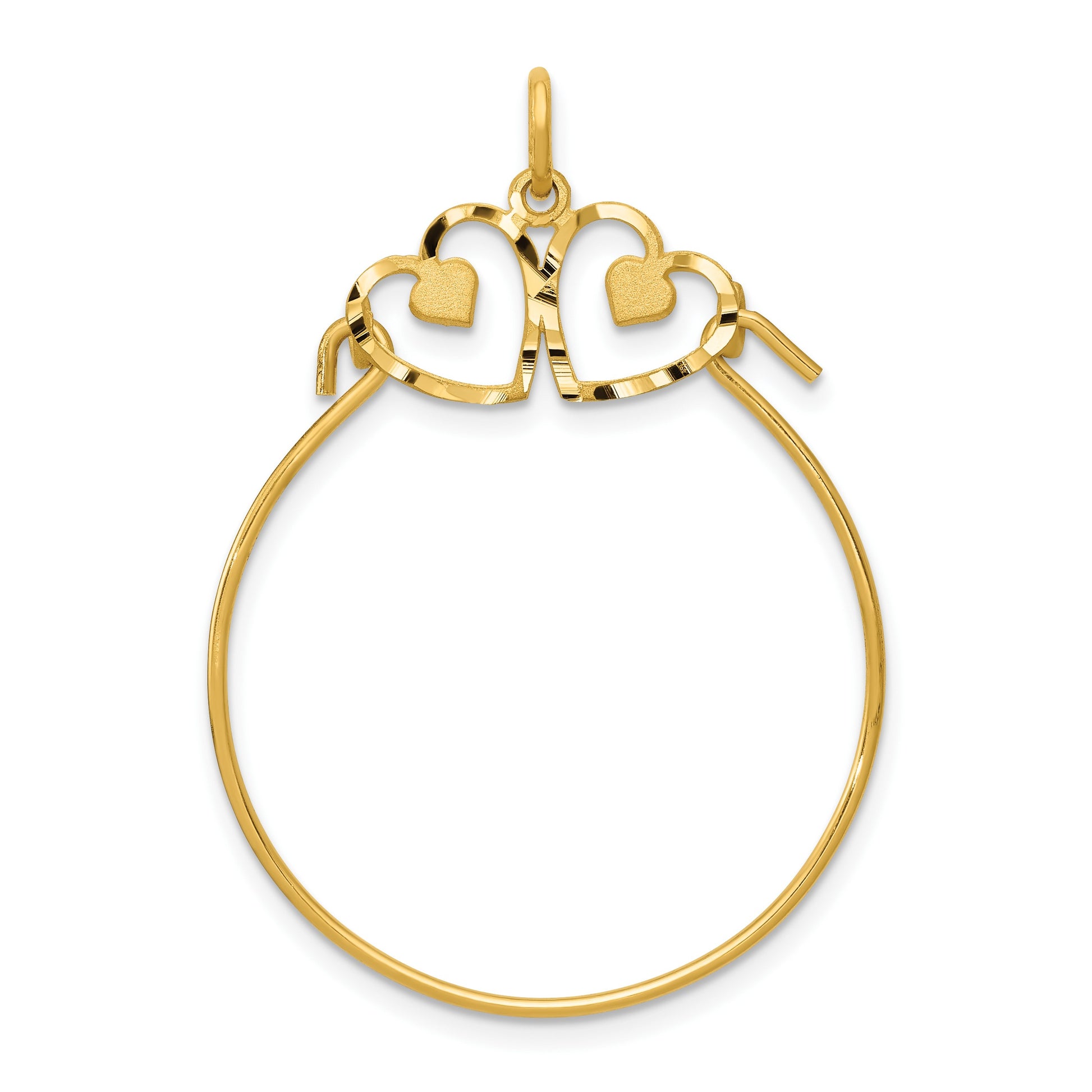 14k Diamond-cut Heart Charm Holder Pendant