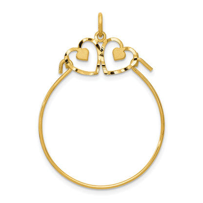 14k Diamond-cut Heart Charm Holder Pendant