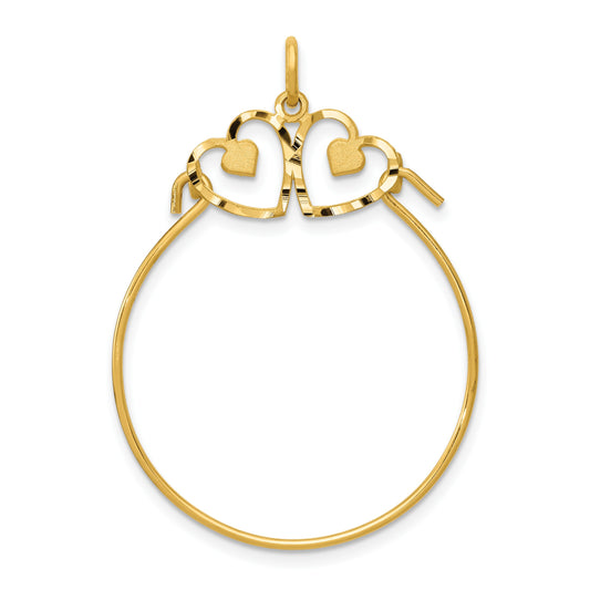 14k Diamond-cut Heart Charm Holder Pendant