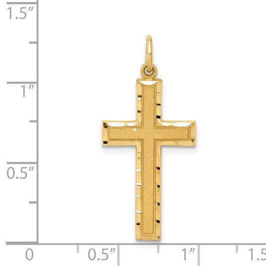 14K Diamond-cut Cross Charm