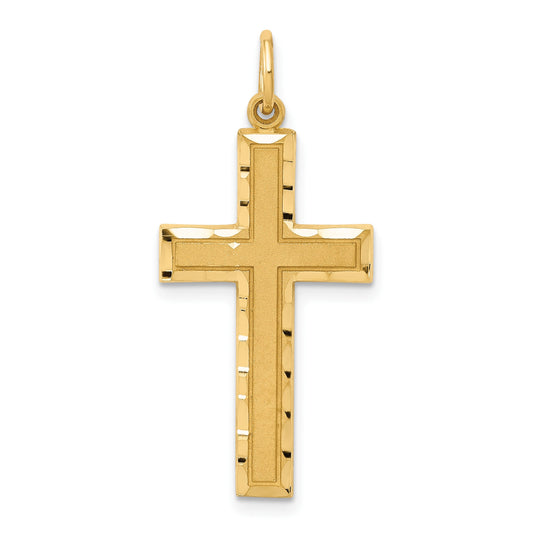 14K Diamond-cut Cross Charm