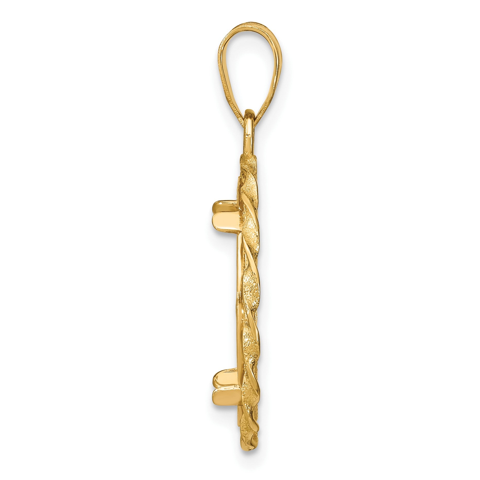 Wideband Distinguished Coin Jewelry 14k Polished Diamond-cut and Wide Twisted Wire 16.5mm Prong Coin Bezel Pendant