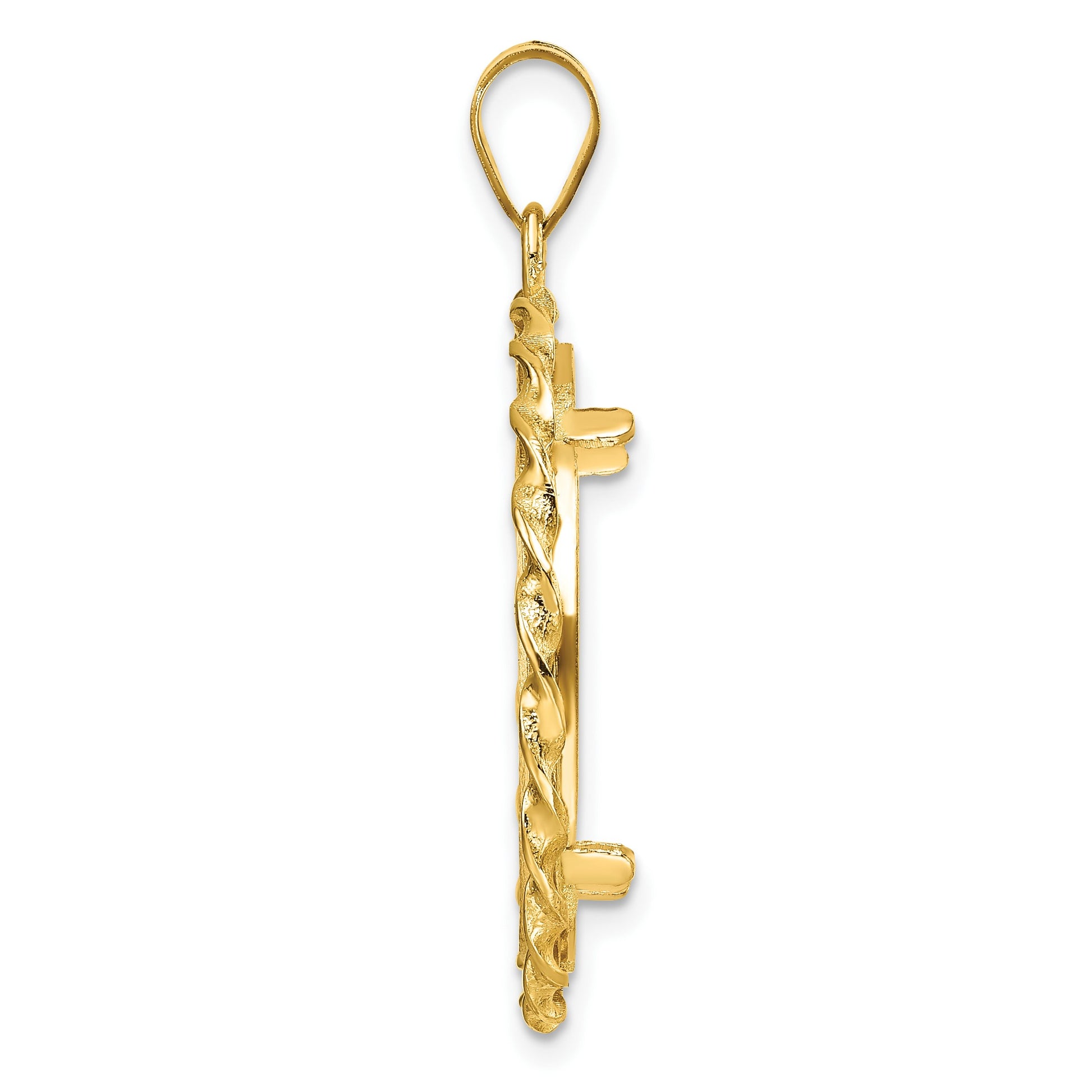 Wideband Distinguished Coin Jewelry 14k Polished Diamond-cut and Wide Twisted Wire 22.0mm Prong Coin Bezel Pendant