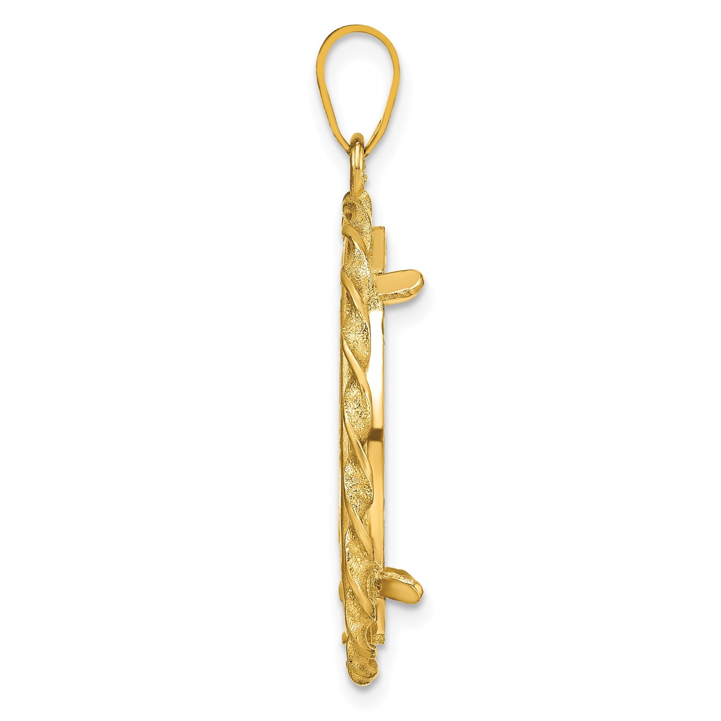 Wideband Distinguished Coin Jewelry 14k Polished Wide Twisted Wire 22.0mm Prong Coin Bezel Pendant