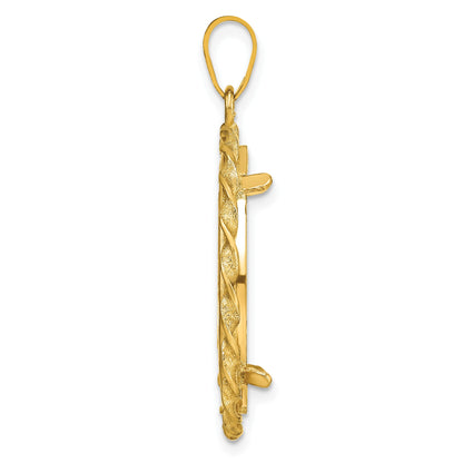 Wideband Distinguished Coin Jewelry 14k Polished Wide Twisted Wire 22.0mm Prong Coin Bezel Pendant