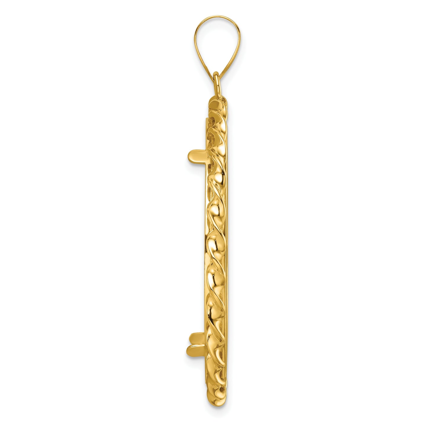 Wideband Distinguished Coin Jewelry 14k Polished Wide Twisted Wire 32.7mm Prong Coin Bezel Pendant