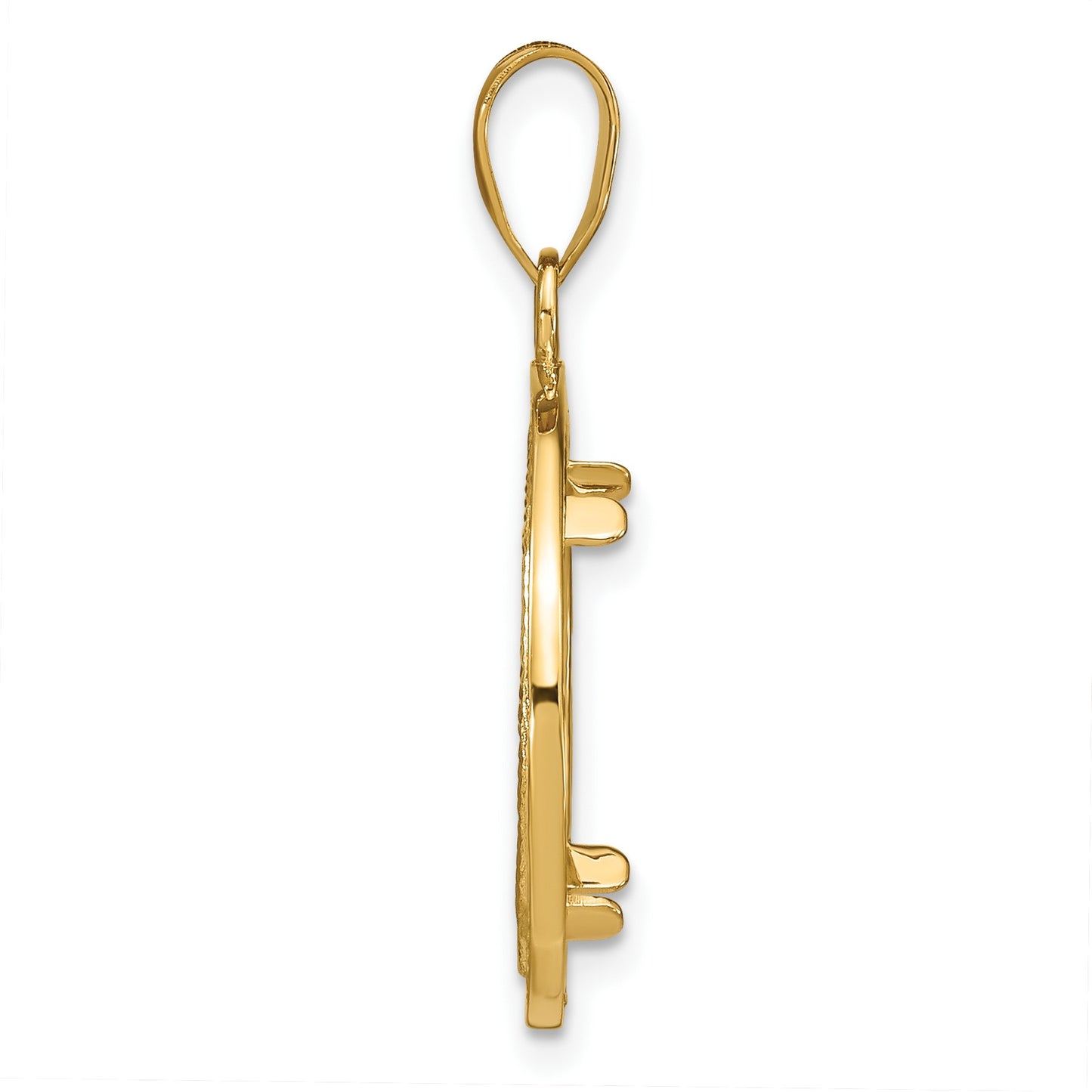 Wideband Distinguished Coin Jewelry 14k Polished Beaded and Diamond-cut 16.5mm Prong Coin Bezel Pendant
