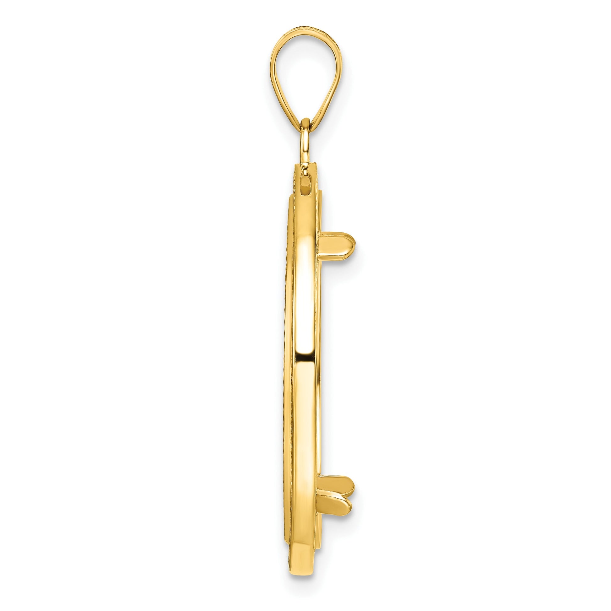 Wideband Distinguished Coin Jewelry 14k Polished Beaded and Diamond-cut 22.0mm Prong Coin Bezel Pendant