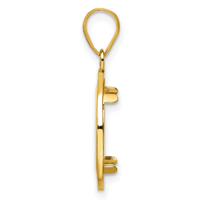 Wideband Distinguished Coin Jewelry 14k Polished and Beaded 14.0mm Prong Coin Bezel Pendant