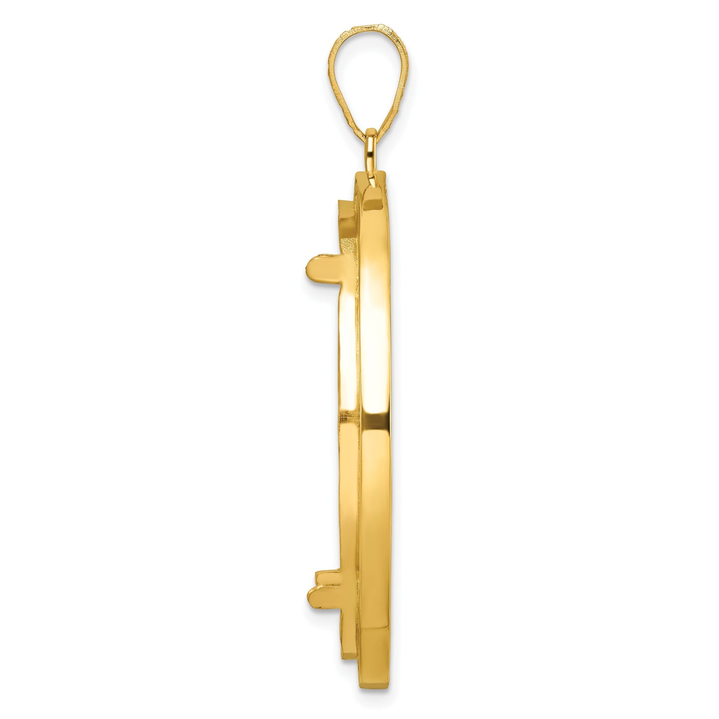 Wideband Distinguished Coin Jewelry 14k Polished and Beaded 32.7mm Prong Coin Bezel Pendant