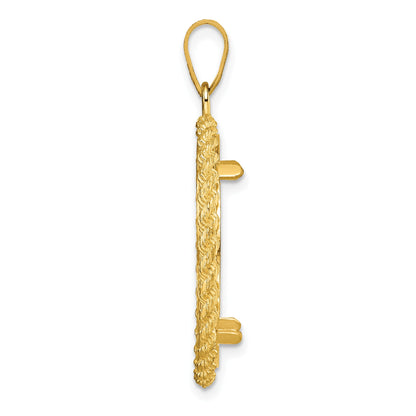 Wideband Distinguished Coin Jewelry 14k Polished and Diamond-cut with Casted Rope 22.0mm Prong Coin Bezel Pendant