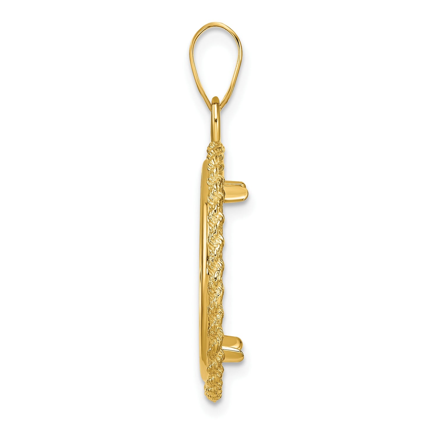 Wideband Distinguished Coin Jewelry 14k Polished with Casted Rope 18.0mm Prong Coin Bezel Pendant