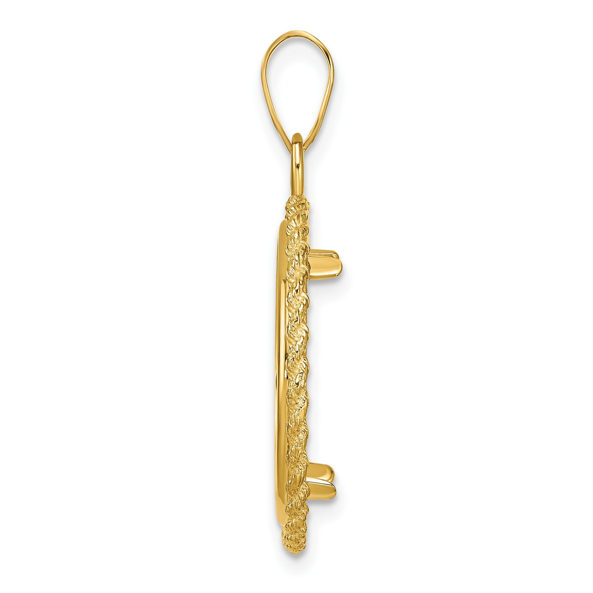 Wideband Distinguished Coin Jewelry 14k Polished with Casted Rope 18.0mm Prong Coin Bezel Pendant