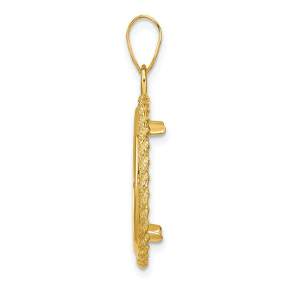 Wideband Distinguished Coin Jewelry 14k Polished with Casted Rope 18.0mm Prong Coin Bezel Pendant