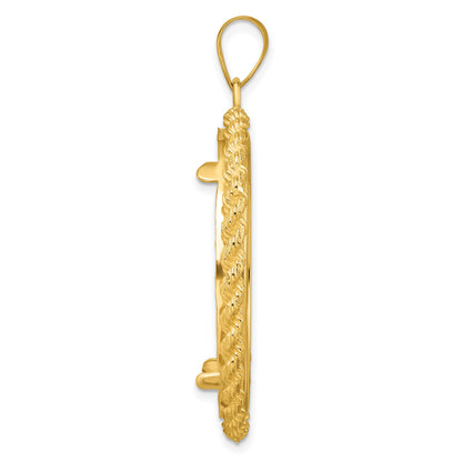 Wideband Distinguished Coin Jewelry 14k Polished with Casted Rope 32.7mm Prong Coin Bezel Pendant
