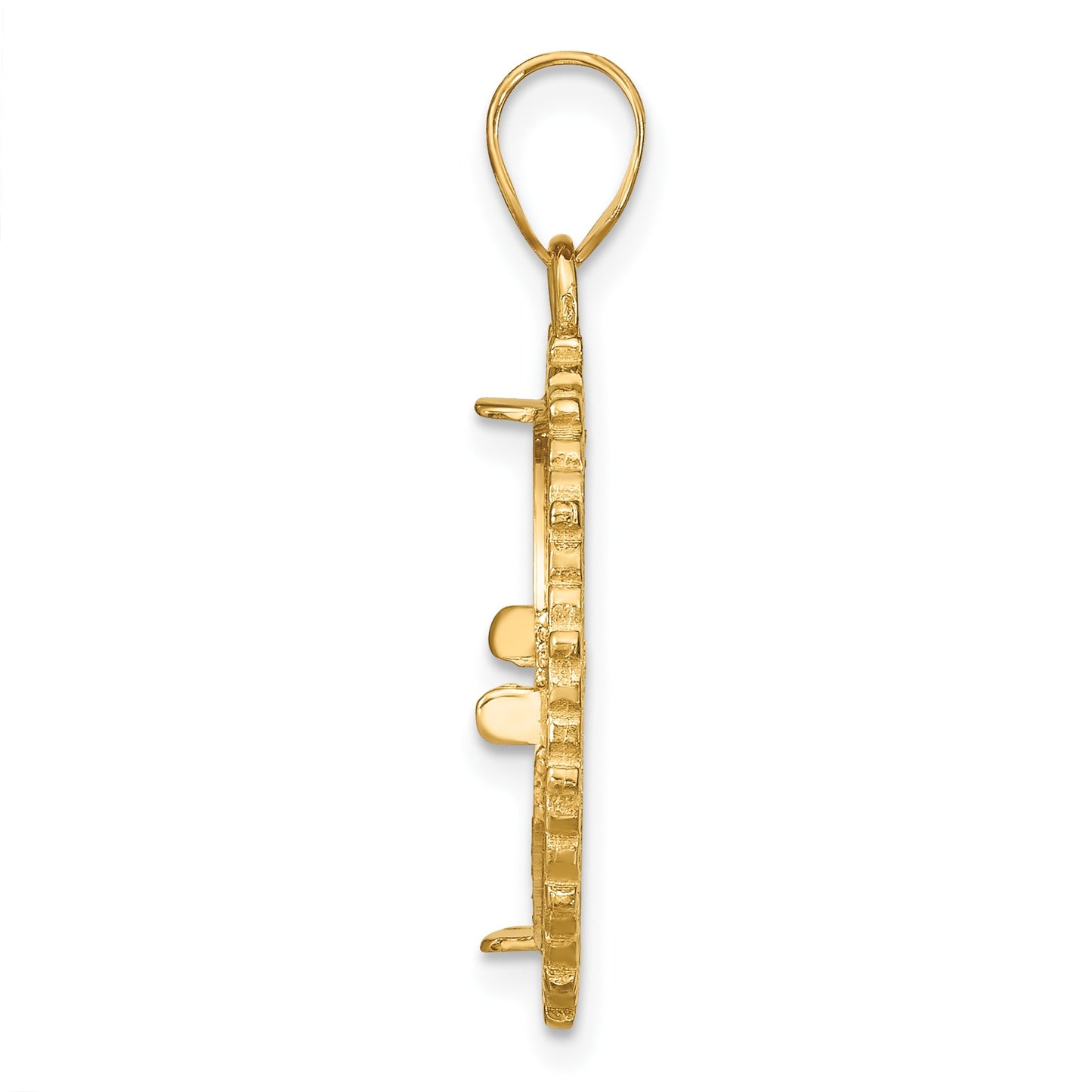 Wideband Distinguished Coin Jewelry 14k Polished Fancy 16.5mm Prong Coin Bezel Pendant