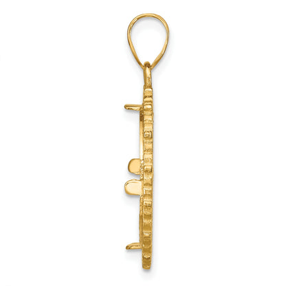 Wideband Distinguished Coin Jewelry 14k Polished Fancy 16.5mm Prong Coin Bezel Pendant
