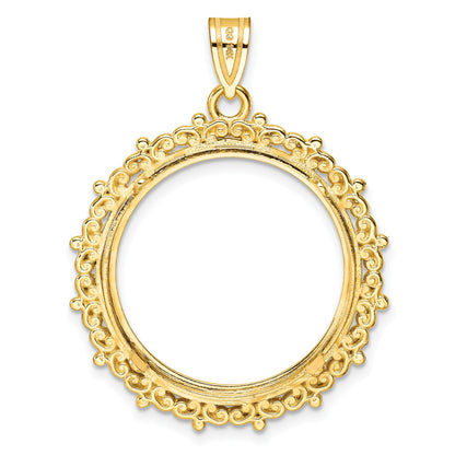 Wideband Distinguished Coin Jewelry 14k Polished Fancy 22.0mm Prong Coin Bezel Pendant