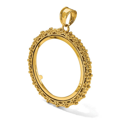 Wideband Distinguished Coin Jewelry 14k Polished Fancy 22.0mm Prong Coin Bezel Pendant