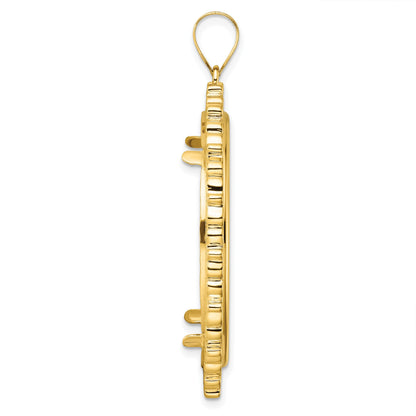 Wideband Distinguished Coin Jewelry 14k Polished Fancy 32.7mm Prong Coin Bezel Pendant