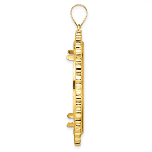 Wideband Distinguished Coin Jewelry 14k Polished Fancy 32.7mm Prong Coin Bezel Pendant