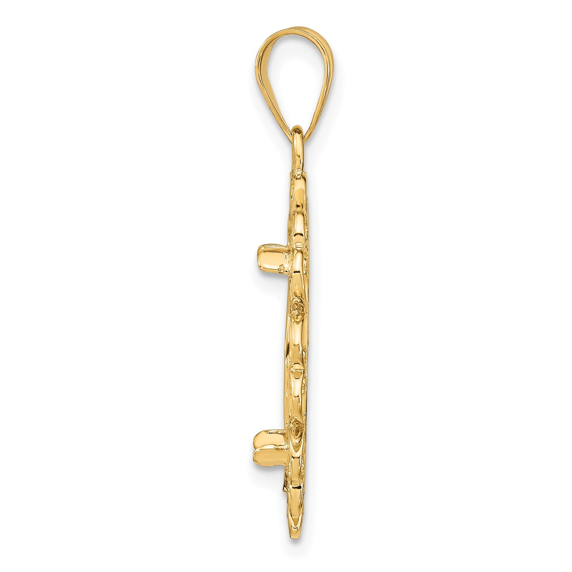 Wideband Distinguished Coin Jewelry 14k Polished and Diamond-cut Fancy 16.5mm Prong Coin Bezel Pendant
