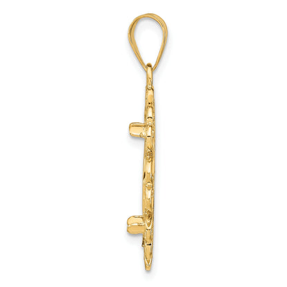 Wideband Distinguished Coin Jewelry 14k Polished and Diamond-cut Fancy 16.5mm Prong Coin Bezel Pendant